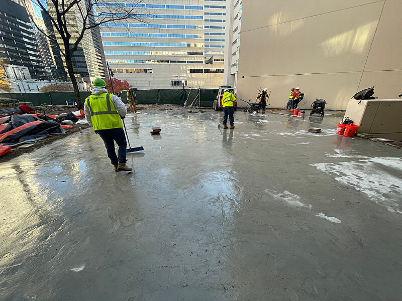 ShanCon finish work for concrete waterproofing at Edward Garmatz Plaza